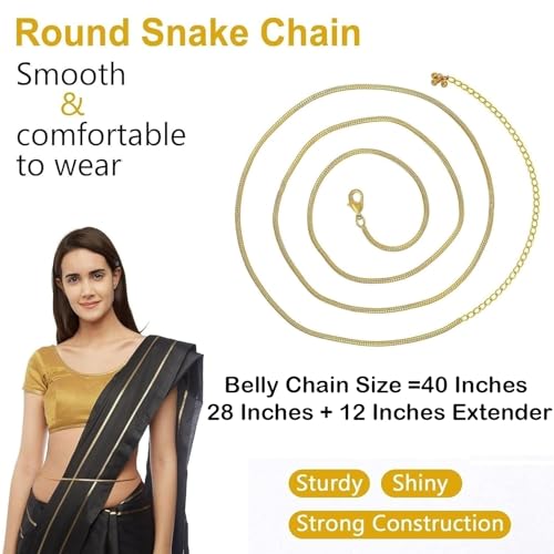 VAMA FASHIONS Gold Plated Waist Hip Saree Belt kamarband Belly Chain vaddanam Waistband for Women Girls - Image 2