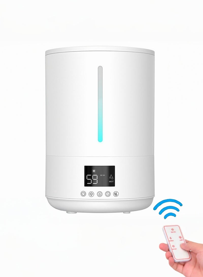 Ultrasonic Air Humidifier, Covers 430 sqft, 360° Mist Circulation，UV Sterilization，Dual-mode (touch/remote) mist control, Auto Humidistat and Intelligent Silence, Water Level Indicator, Aroma Tray for Oils -  White - Image 1