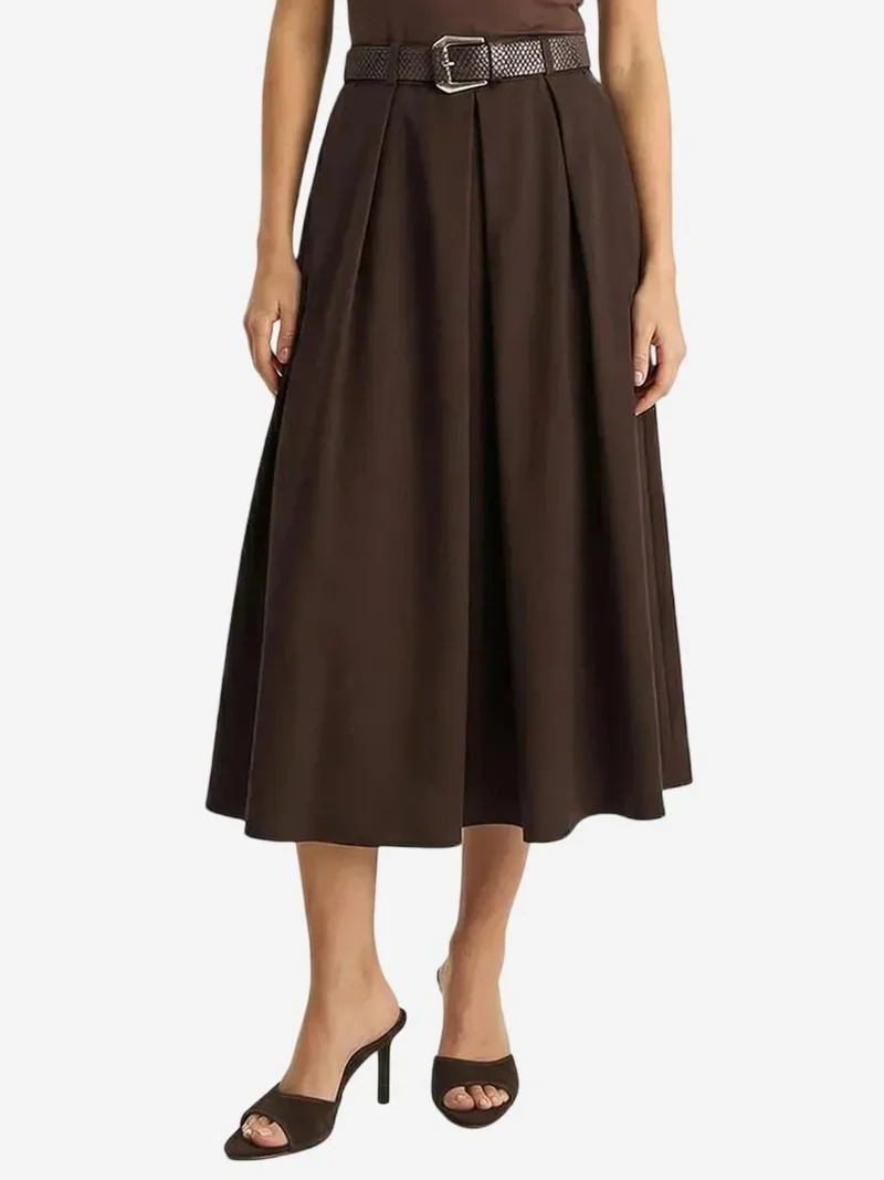 بيانكو لوتشي LUCCI High Waist Midi Skirt with Belt