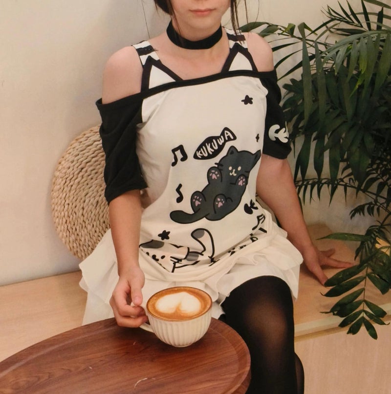 Dynict Y2k Kawaii Shirts for Women Cartoon Graphic Tees Off Shoulder Cutecore Shirts Harajuku Fashion Gothic Tops (Black,Medium) - Image 4