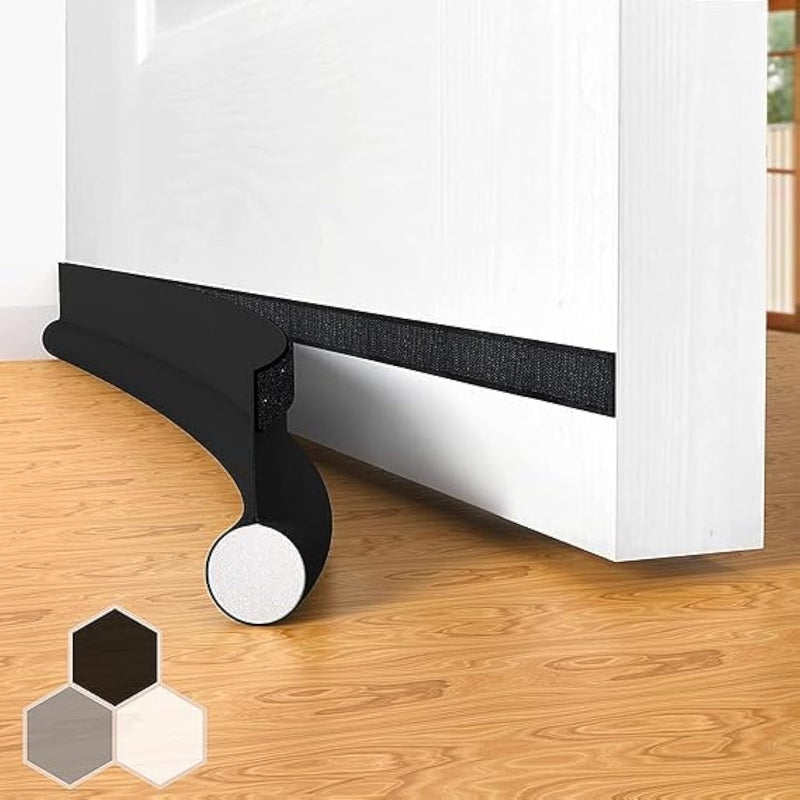 1 Piece 94cm Door Draft Stopper Cuttable Single Sided Under Door Draft Stopper Soundproof Weather Stripping for Interior and Exterior Doors Black