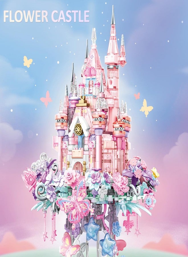 MEIEST Flower Castle Building Blocks Set,Dream Castle On a Cloud Particle Construction Building Bricks Toy,Flowers Butterfly Star Castle Home Decoration - Image 3