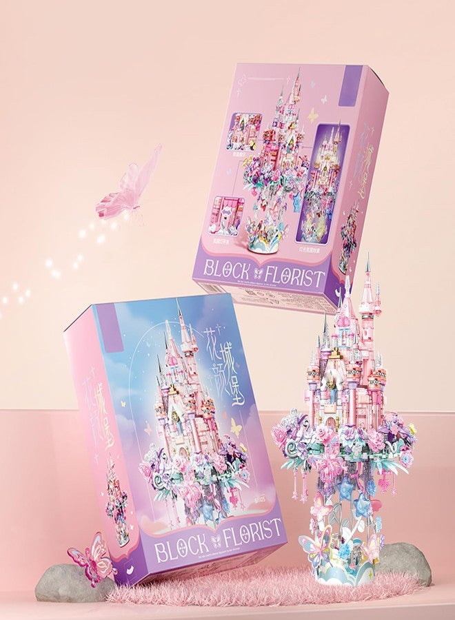 MEIEST Flower Castle Building Blocks Set,Dream Castle On a Cloud Particle Construction Building Bricks Toy,Flowers Butterfly Star Castle Home Decoration - Image 5