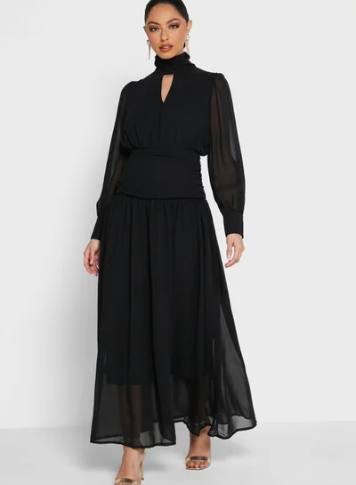 Khizana Puff Sleeve Chiffon Dress