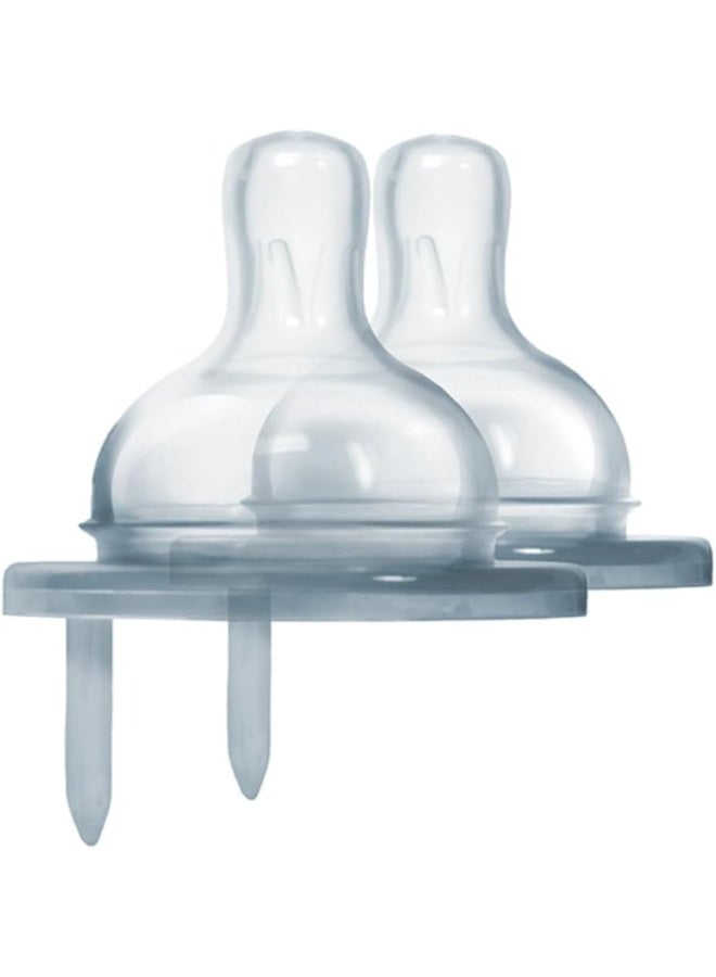 Pura Kiki Bottle Replacement Nipple 2-Pack - 100% Medical-Grade Silicone, Anti-Colic, NonPlastic - Suitable for Infants & Babies 0-3 Months (Slow Flow) - Image 1