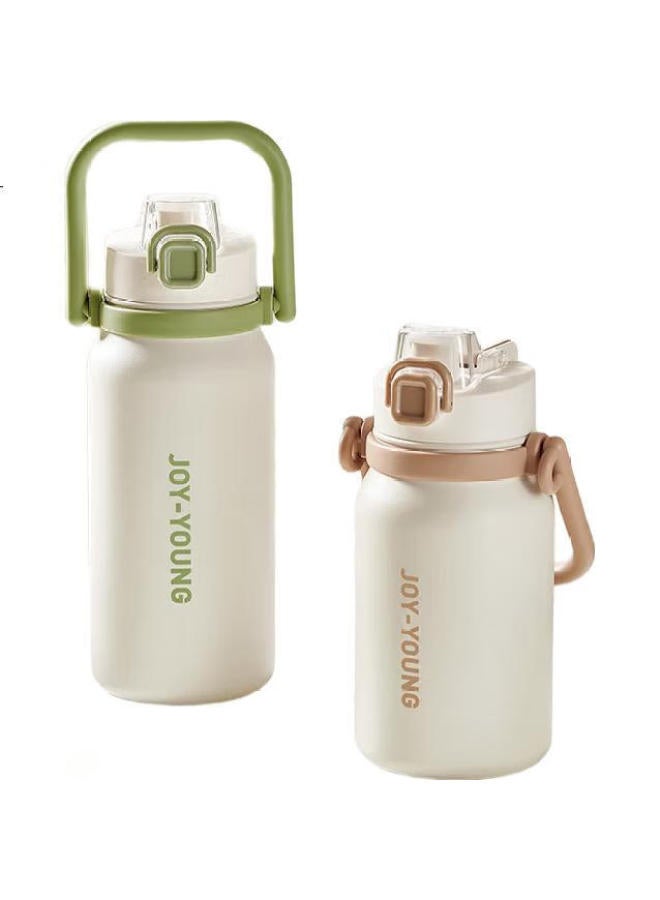 Joyoung Insulated Water Bottle 316L Stainless Steel Large Capacity Water Bottle For Students Women Outdoor Travel Mug 1.3L White - Image 3