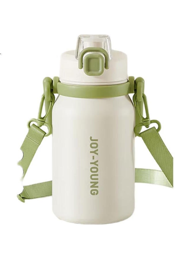 Joyoung Insulated Water Bottle 316L Stainless Steel Large Capacity Water Bottle For Students Women Outdoor Travel Mug 1.3L White - Image 1