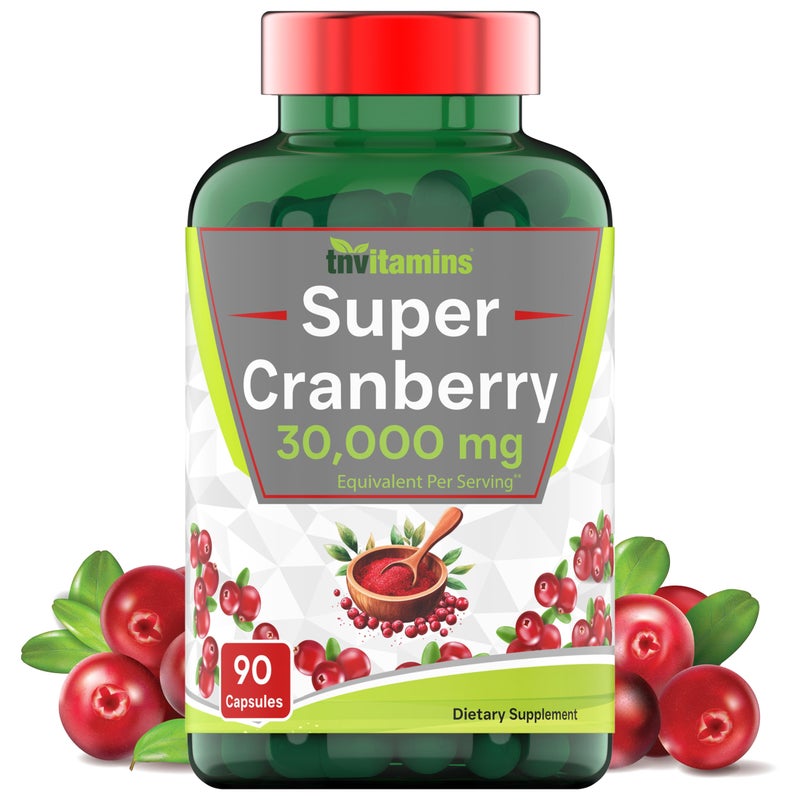 tnvitamins Cranberry Pills for Women Men 30000 MG 90 Capsules Supports Urinary Tract Health Cranberry Concentrate Supplement Bladder Kidney Support Supports Womens Health Antioxidants