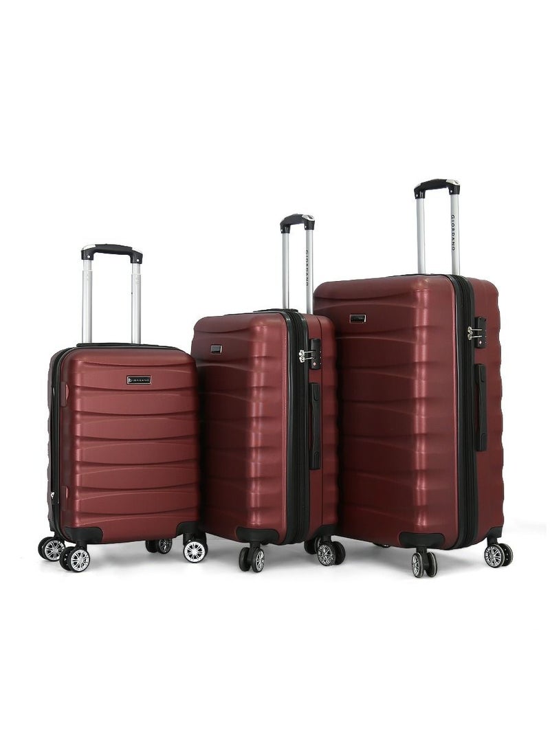 GIORDANO Giordano Luggage Bags Hardside Spinners Trolley 3 PCS Set,Burgundy  - Image 1