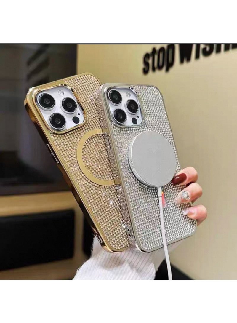 غطاء حماية فاخر للهاتف مرصع بالكريستال وأحجار الراين مع توافق MagSafe وحماية ضد الصدمات - Image 4