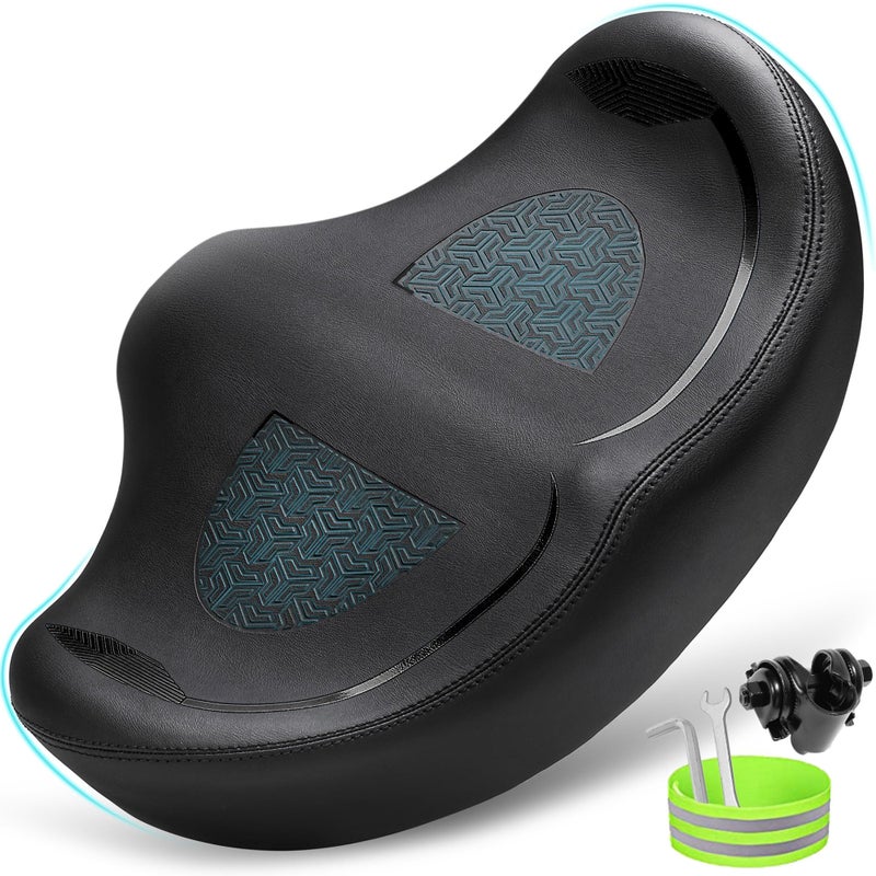 CDYWD Noseless Oversized Bike Seat for Men Women Comfort, Extra Wide Padded Bicycle Seat Cushion, Large Comfortable Bike Saddle for Peloton, Stationary Exercise Bike, Beach Cruiser, City Bike, Ebike - Image 1