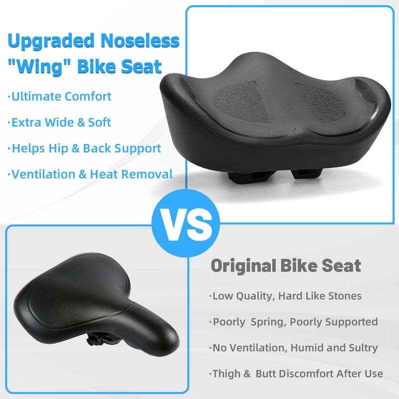 CDYWD Noseless Oversized Bike Seat for Men Women Comfort, Extra Wide Padded Bicycle Seat Cushion, Large Comfortable Bike Saddle for Peloton, Stationary Exercise Bike, Beach Cruiser, City Bike, Ebike - Image 5