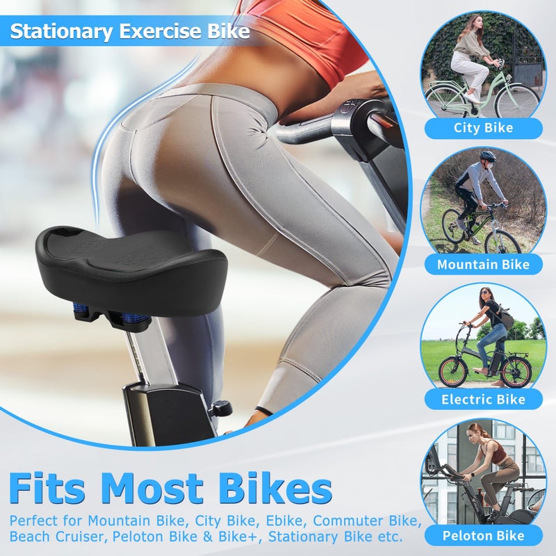 CDYWD Noseless Oversized Bike Seat for Men Women Comfort, Extra Wide Padded Bicycle Seat Cushion, Large Comfortable Bike Saddle for Peloton, Stationary Exercise Bike, Beach Cruiser, City Bike, Ebike - Image 2