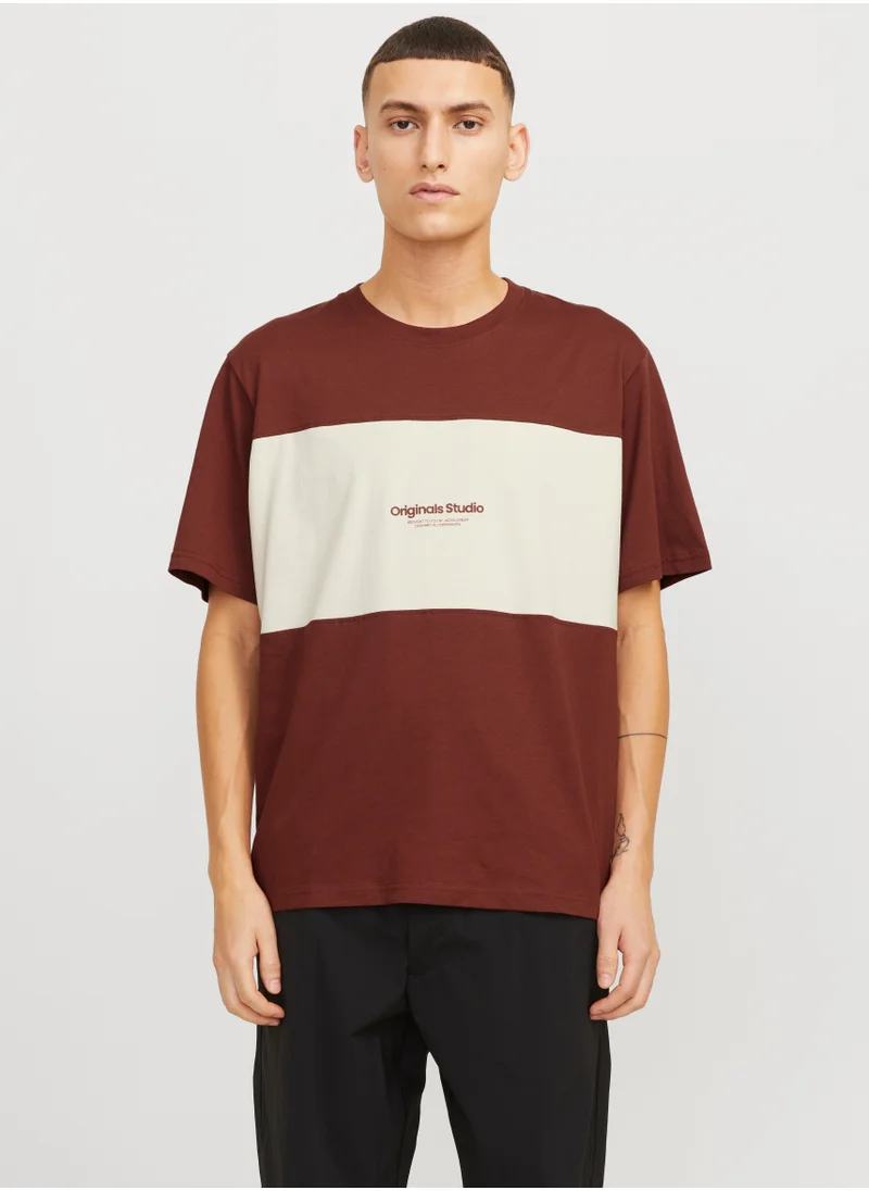 جاك اند جونز Jorvesterbro Block Tee Short Sleeve  Crew Neck T-Shirt