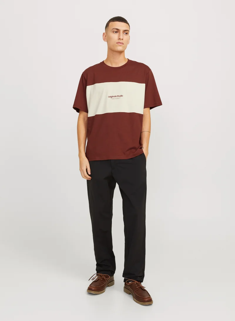 جاك اند جونز Jorvesterbro Block Tee Short Sleeve  Crew Neck T-Shirt