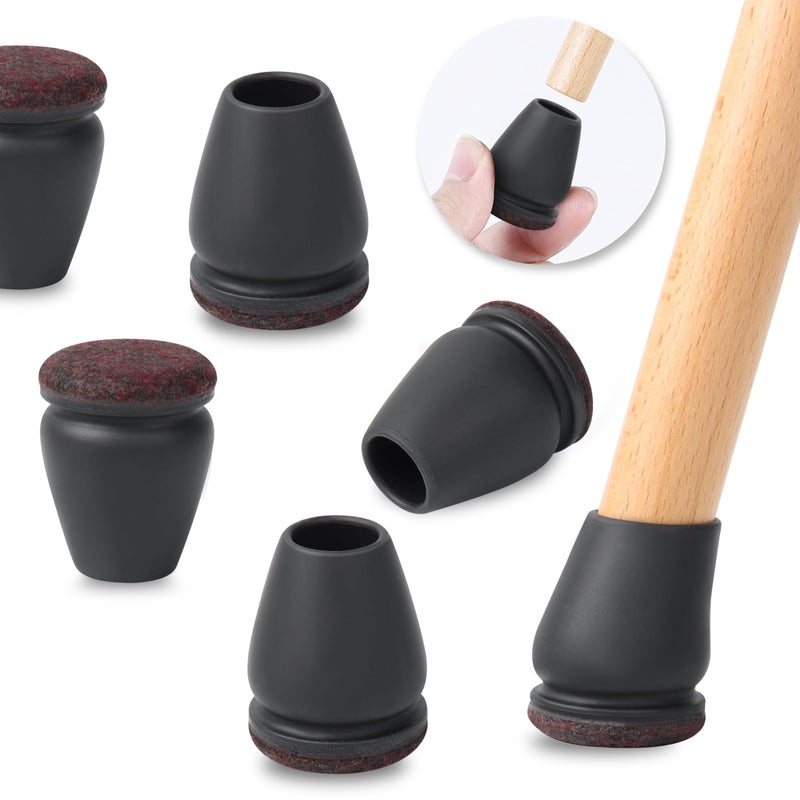 Ezprotekt 24 Pcs Small Silicone Chair Leg Floor Protectors for Hardwood Floors Felt Furniture Pads Covers Bar Stool Floor Protectors Caps for Chair Sliders  No Scratches Fit 063 075 Black