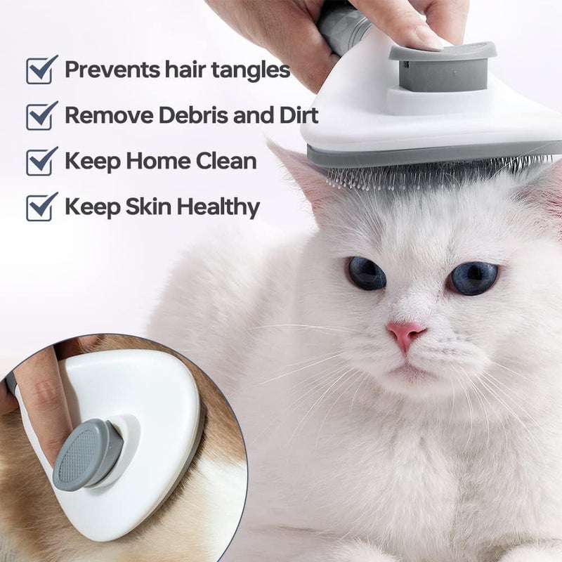 INOBECK Self Cleaning Pet Brush - Slicker Pet Grooming Combs Brush- Shedding Grooming Tools - Gently Removes Loose Undercoat, Fur, Dirt, Mats And Tangled Hair, Dog Brush & Cat Brush - Image 4