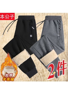 Generic Men's autumn and winter all-matching loose ankle-tied cashmere fleece-lined pants 2023 new outdoor warm pants 1/2 pieces  - Image 5