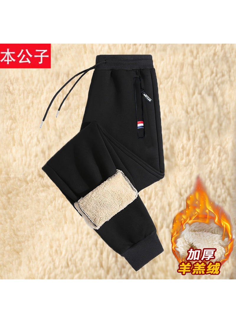 Generic Men's autumn and winter all-matching loose ankle-tied cashmere fleece-lined pants 2023 new outdoor warm pants 1/2 pieces  - Image 3