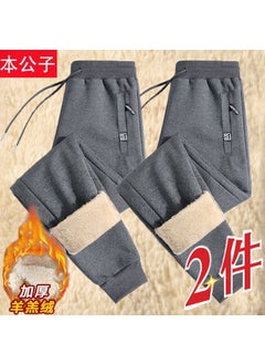 Generic Men's autumn and winter all-matching loose ankle-tied cashmere fleece-lined pants 2023 new outdoor warm pants 1/2 pieces  - Image 4