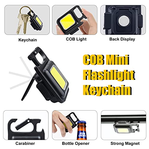 Geocell Geocell Cob Small 500Lumens Bright Rechargeable Keychain Mini Flashlight 3 Light Modes Portable Pocket Light with Folding Bracket Bottle Opener and Magnet Base for Camping Hiking Aluminum - Image 5
