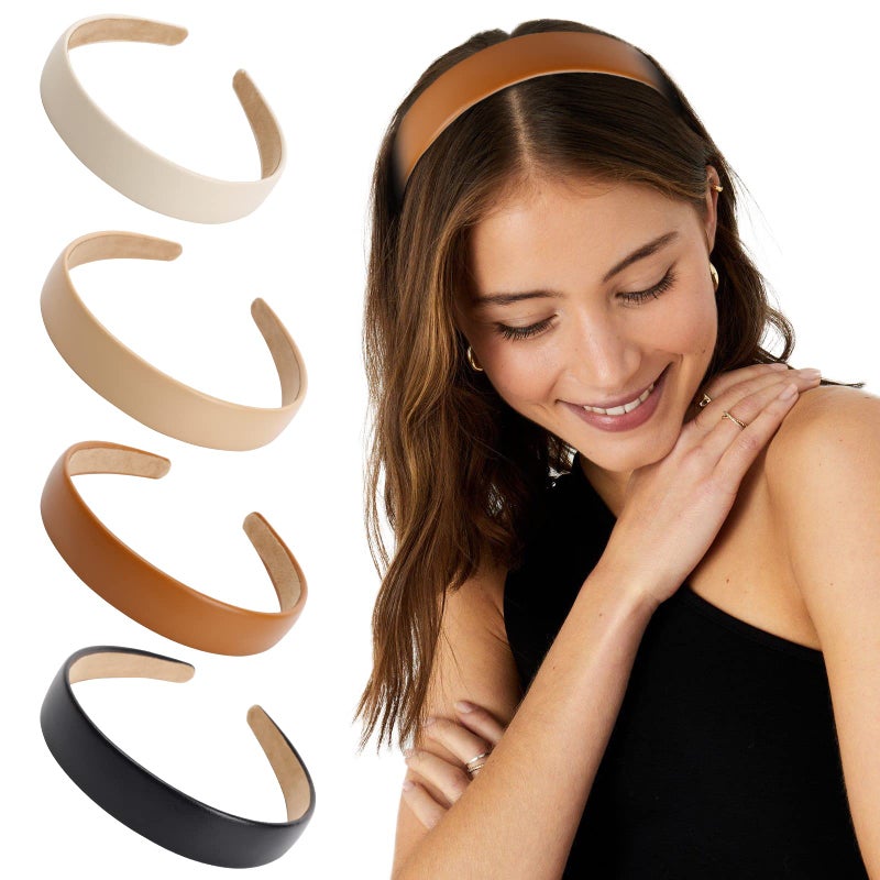 WOVOWOVO Leather Headbands for Women 1Inch Non Slip Soft PU Hair Head Bands Diademas Para Mujer De Moda Cute Beauty Fashion Hairbands Hair Accessories