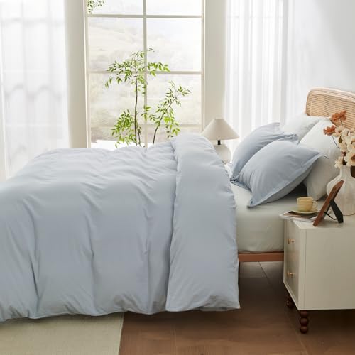 OAITE 100% Washed Cotton Duvet Cover King Size Soft Breathable Durable Bedding with Zipper Closure & 8 Corner Ties- 3 Pieces Plain Simple Duvet Cover Set,2 Pillow Shams,1 Duvet Cover(104"x90") - Image 4