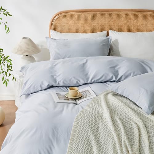 OAITE 100% Washed Cotton Duvet Cover King Size Soft Breathable Durable Bedding with Zipper Closure & 8 Corner Ties- 3 Pieces Plain Simple Duvet Cover Set,2 Pillow Shams,1 Duvet Cover(104"x90") - Image 2