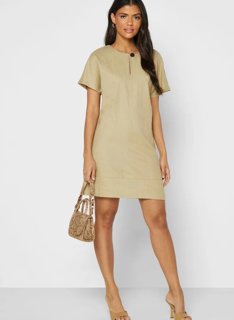 MANGO Button Detail Shift Dress