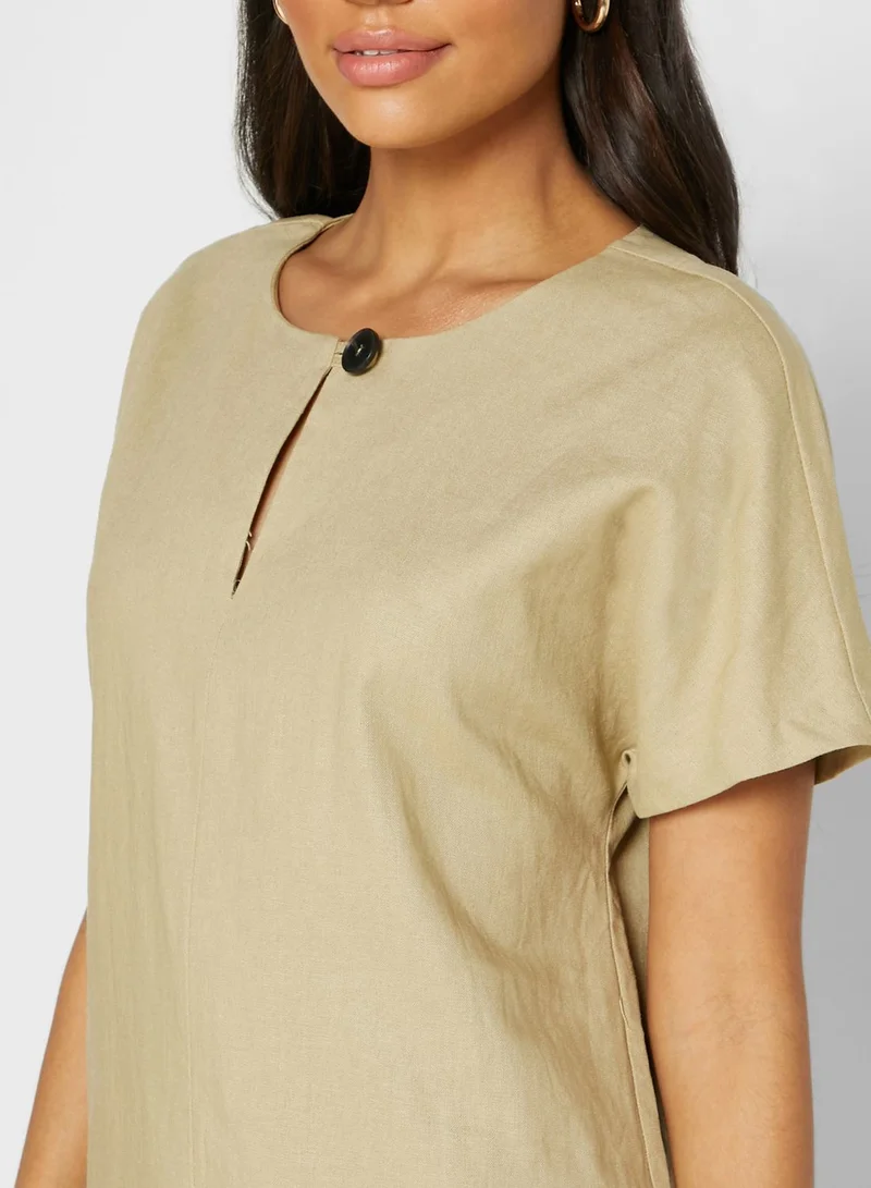 MANGO Button Detail Shift Dress