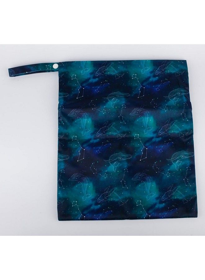 Sigzagor Medium Wet Dry Bag Baby Cloth Diaper Nappy Insert Bag Reusable Washable (Whales Stars) - Image 5