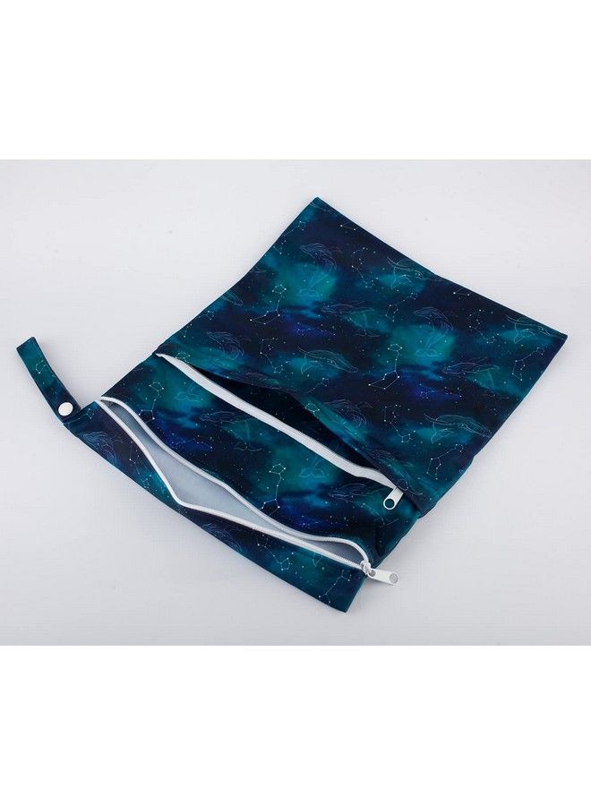 Sigzagor Medium Wet Dry Bag Baby Cloth Diaper Nappy Insert Bag Reusable Washable (Whales Stars) - Image 3