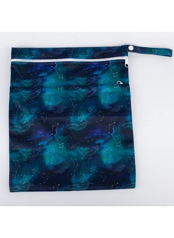 Sigzagor Medium Wet Dry Bag Baby Cloth Diaper Nappy Insert Bag Reusable Washable (Whales Stars) - Image 4