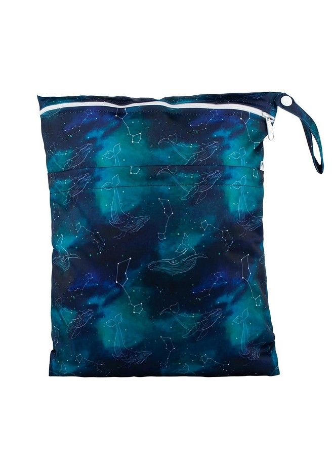 Sigzagor Medium Wet Dry Bag Baby Cloth Diaper Nappy Insert Bag Reusable Washable (Whales Stars) - Image 2