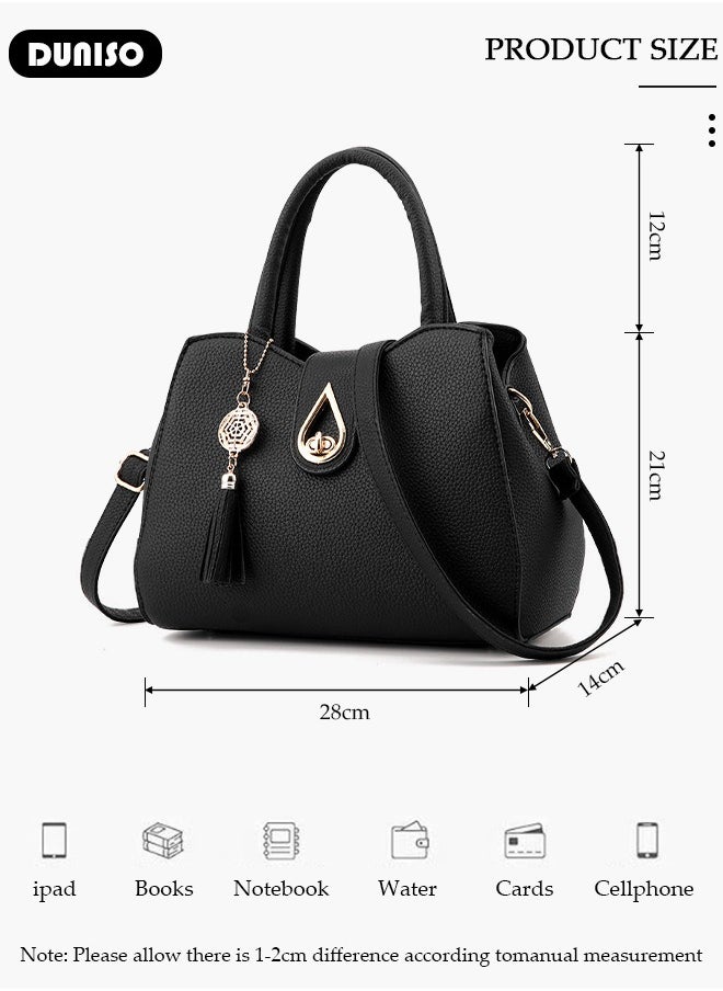 DUNISO Women's Handbag with Removable Shoulder Strap, Soft PU Leather Elegant Tote Bag, Large Capacity Tote Shoulder Bag, Fashion Ladies Satchel Bag for Office Travel Daily  - Image 4