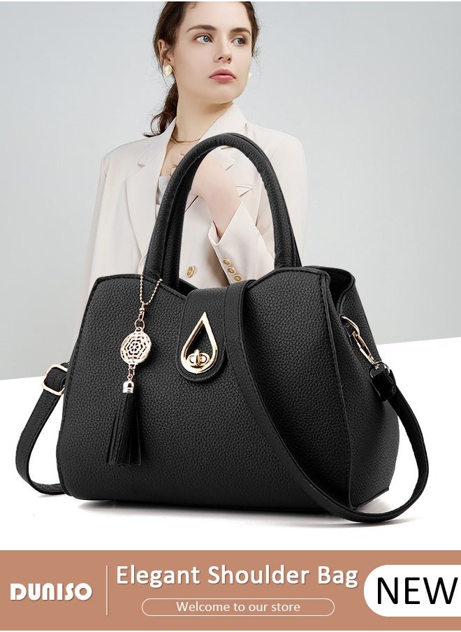DUNISO Women's Handbag with Removable Shoulder Strap, Soft PU Leather Elegant Tote Bag, Large Capacity Tote Shoulder Bag, Fashion Ladies Satchel Bag for Office Travel Daily  - Image 1