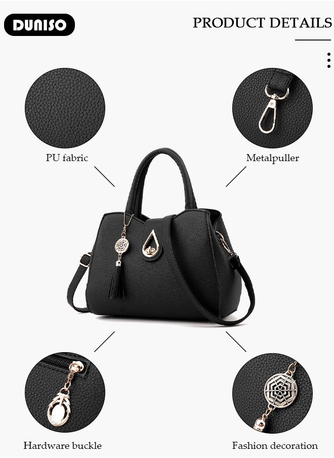 DUNISO Women's Handbag with Removable Shoulder Strap, Soft PU Leather Elegant Tote Bag, Large Capacity Tote Shoulder Bag, Fashion Ladies Satchel Bag for Office Travel Daily  - Image 2