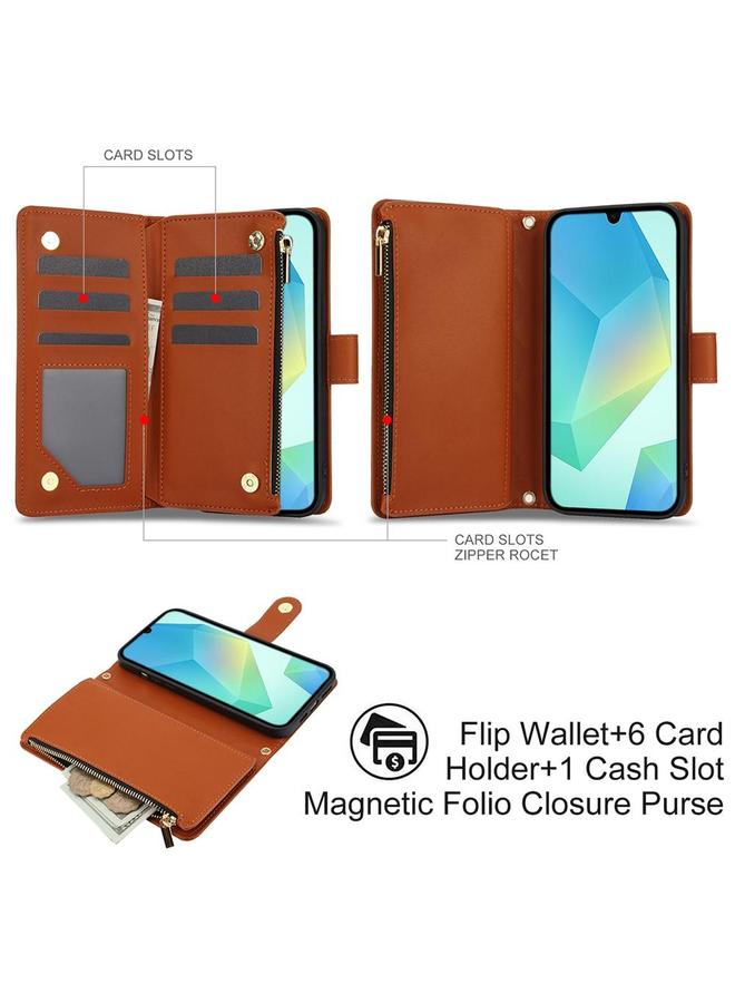 اس-توب جراب هاتف Samsung Galaxy A16 4G / 5G YM016 جراب هاتف جلدي بسحاب معيني الشكل مع حبل تعليق - Image 2