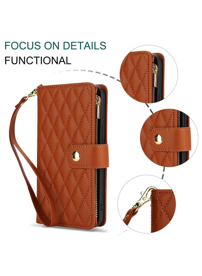 اس-توب جراب هاتف Samsung Galaxy A16 4G / 5G YM016 جراب هاتف جلدي بسحاب معيني الشكل مع حبل تعليق - Image 5