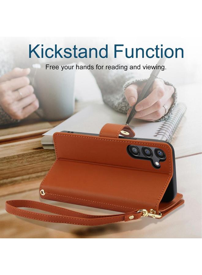 اس-توب جراب هاتف Samsung Galaxy A16 4G / 5G YM016 جراب هاتف جلدي بسحاب معيني الشكل مع حبل تعليق - Image 4