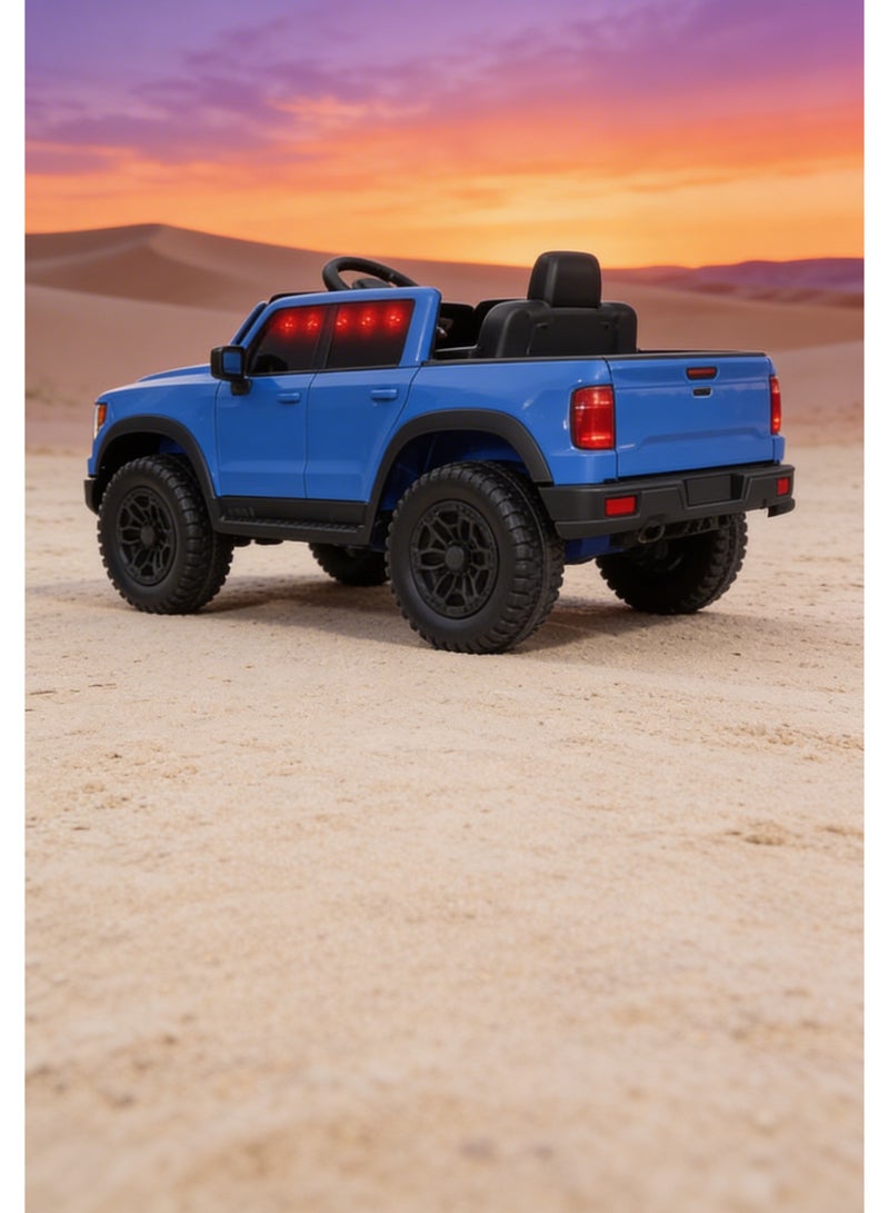 ستار كيدز سيارة أطفال كهربائية دفع رباعي 4×4 ببطارية 12V7AH – محركان قويان، ريموت تحكم أبوي، بلوتوث وUSB وAUX، أضواء LED أمامية، أبواب قابلة للفتح، وضع الهز، تصميم بيك-أب واقعي ومقعد مريح لتجربة قيادة آمنة وممتعة - Image 3