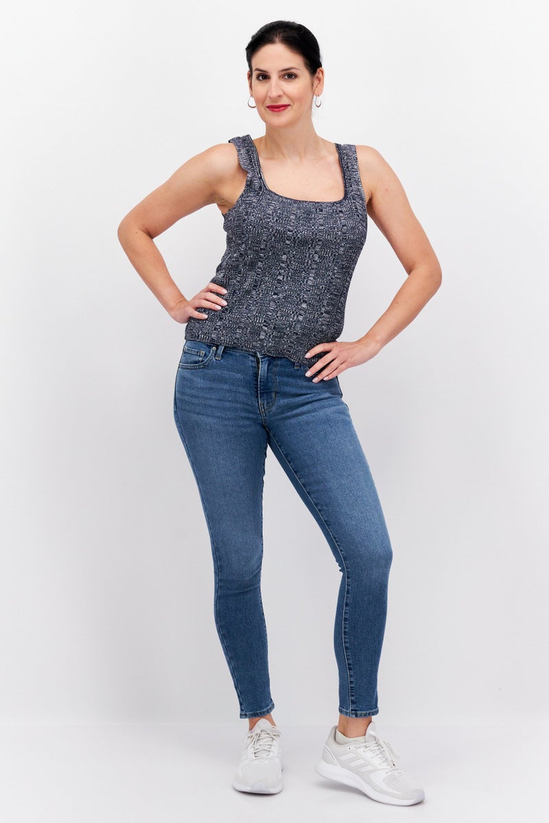 ESPRIT بلوزة نسائية بدون أكمام بتصميم مربع العنق، لون كحلي - Image 4