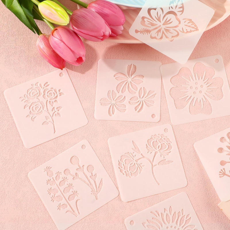 JULMELON Flower Stencils for Wood, 20Pcs Sunflower Painting Stencil Reusable Stencils DIY for Wall Floor Decor Rock Dot Painting Art Projects (3inch) - Image 5