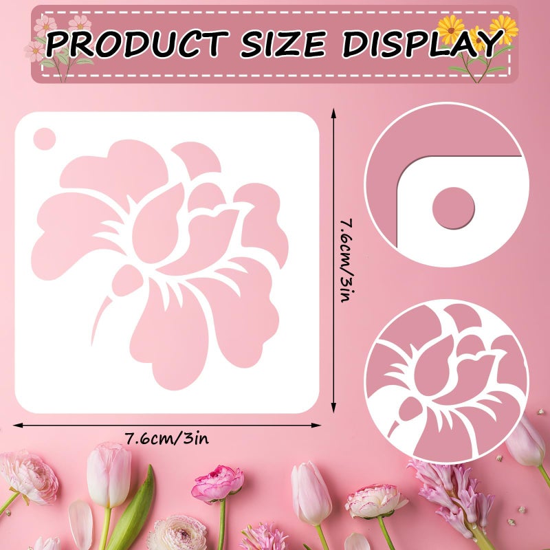 JULMELON Flower Stencils for Wood, 20Pcs Sunflower Painting Stencil Reusable Stencils DIY for Wall Floor Decor Rock Dot Painting Art Projects (3inch) - Image 2