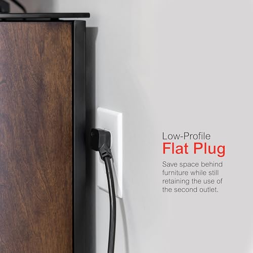 GE برو واقي من زيادة التيار بـ 6 مآخذ، سلك تمديد بطول 4 أقدام، 840 جول، شريط طاقة، قابس مسطح، قاطع دائرة مدمج، تركيب على الحائط، مدرج في ETL، أسود، 37051 - Image 5