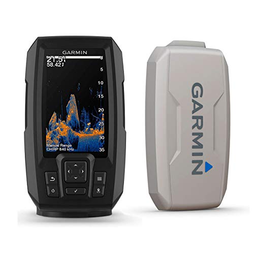 GARMIN حزمة Garmin Striker Vivid 4cv مع جهاز الإرسال والتغطية الواقية، جهاز كشف الأسماك الملون 4 بوصة، لوحات ألوان السونار الملون 010-02550-00 - Image 1