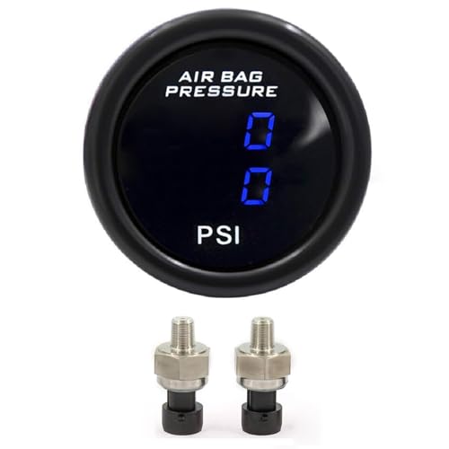 ZHSYMX Dual Blue Display Car Air Suspension Gauge 220PSI,2-1/16" 52mm Air Pressure Gauge with 2PCS 1/8NPT Air Pressure Sensor and Bracket for Car & Truck - Image 1