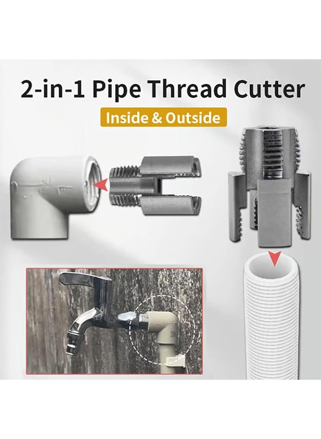 MVAQKLM  Integrated Internal & External Pipe Threading Tool, Pvc Threading Tool Kit, Electric Drill Compatible PVC Pipe Threader Kit with Various Die Sizes, Pipes Threader Plumbing Tools (1/2" + 3/4")  - Image 4