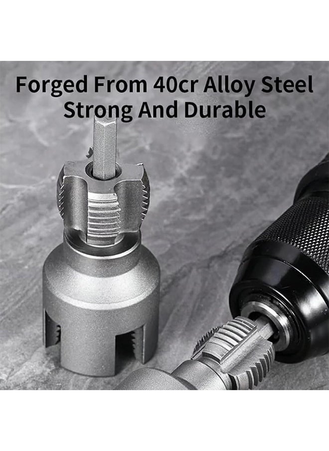 MVAQKLM  Integrated Internal & External Pipe Threading Tool, Pvc Threading Tool Kit, Electric Drill Compatible PVC Pipe Threader Kit with Various Die Sizes, Pipes Threader Plumbing Tools (1/2" + 3/4")  - Image 3