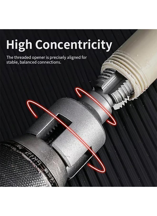 MVAQKLM  Integrated Internal & External Pipe Threading Tool, Pvc Threading Tool Kit, Electric Drill Compatible PVC Pipe Threader Kit with Various Die Sizes, Pipes Threader Plumbing Tools (1/2" + 3/4")  - Image 2